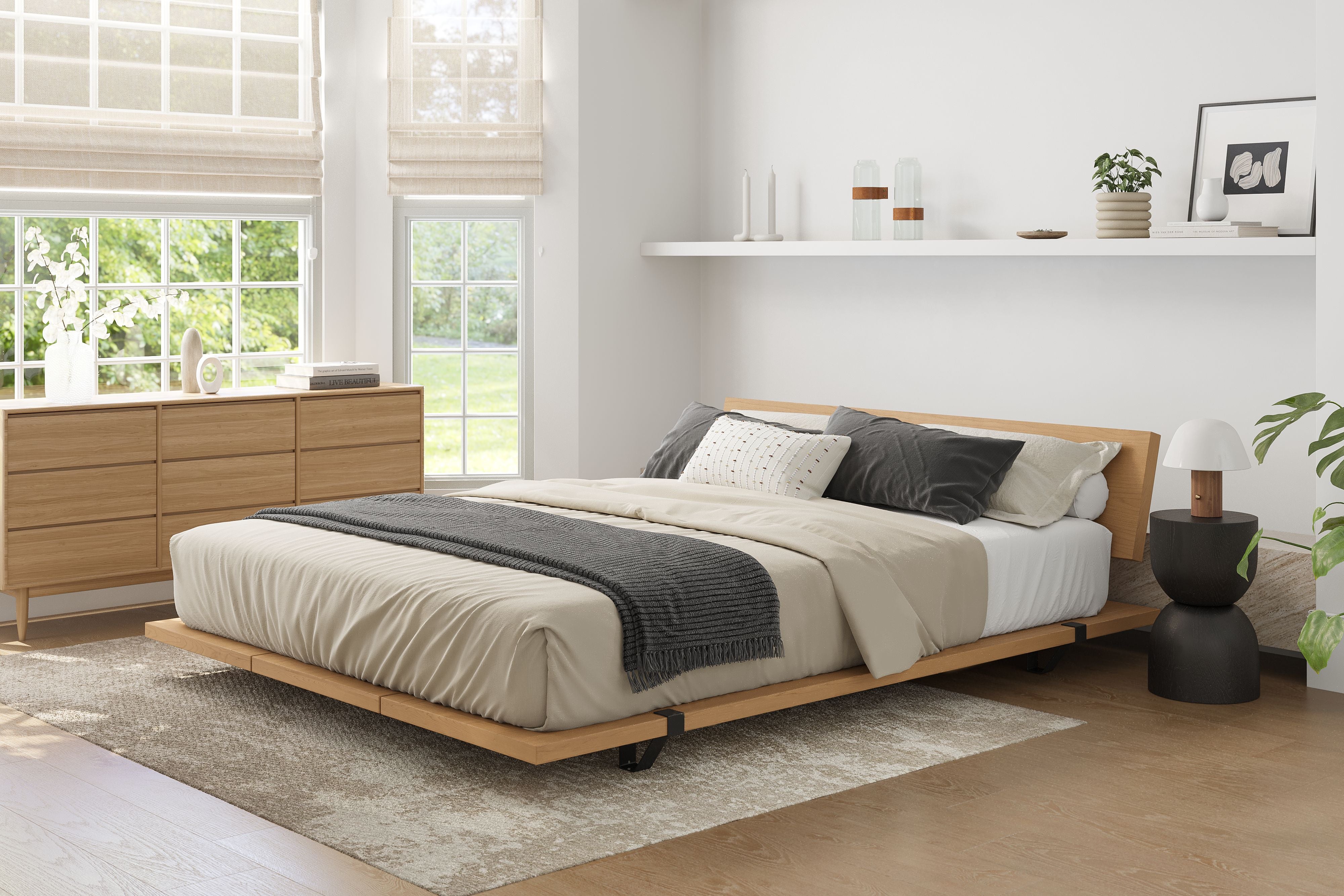 Valencia Jade Wood Queen Size Bed Frame, Natural