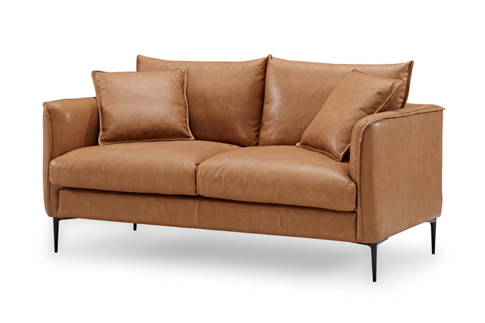 Valencia Jasper Leather Loveseat Sofa, Cognac Color