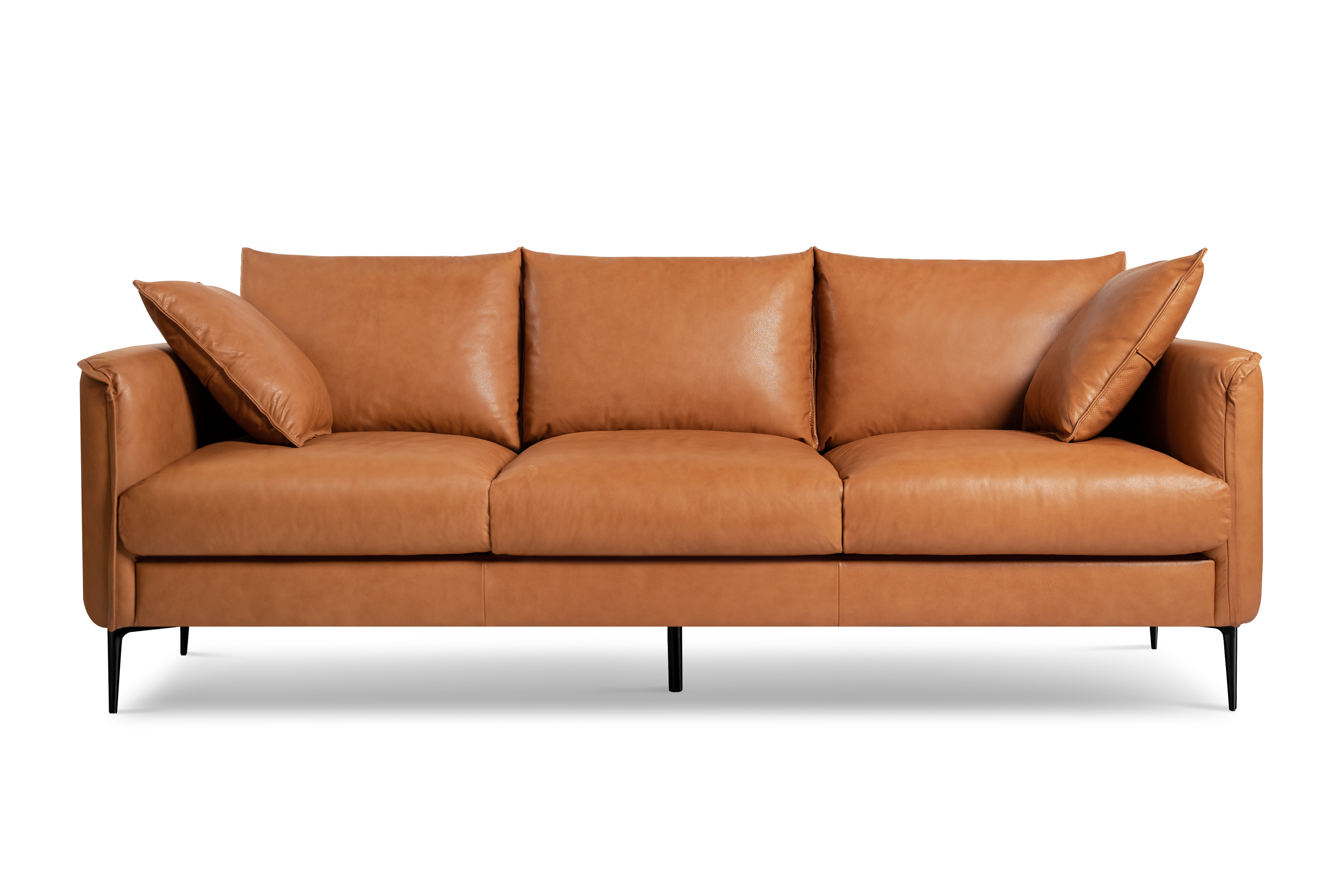 Valencia Jasper Leather Three Seats Sofa, Cognac