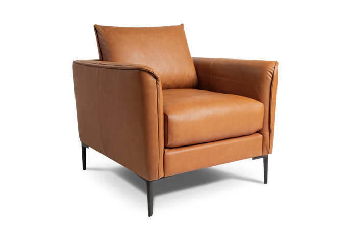 Valencia Jasper Leather Accent Chair, Cognac