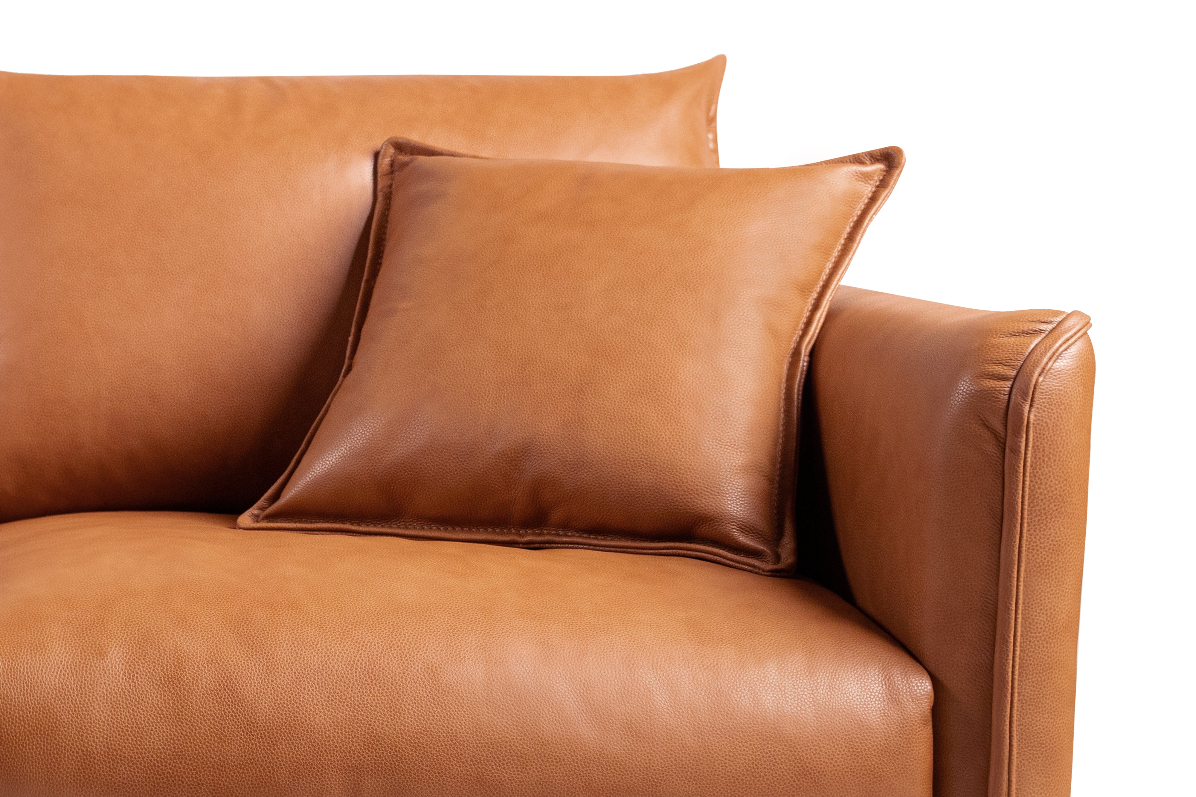 Valencia Jasper Leather Three Seats Sofa, Cognac