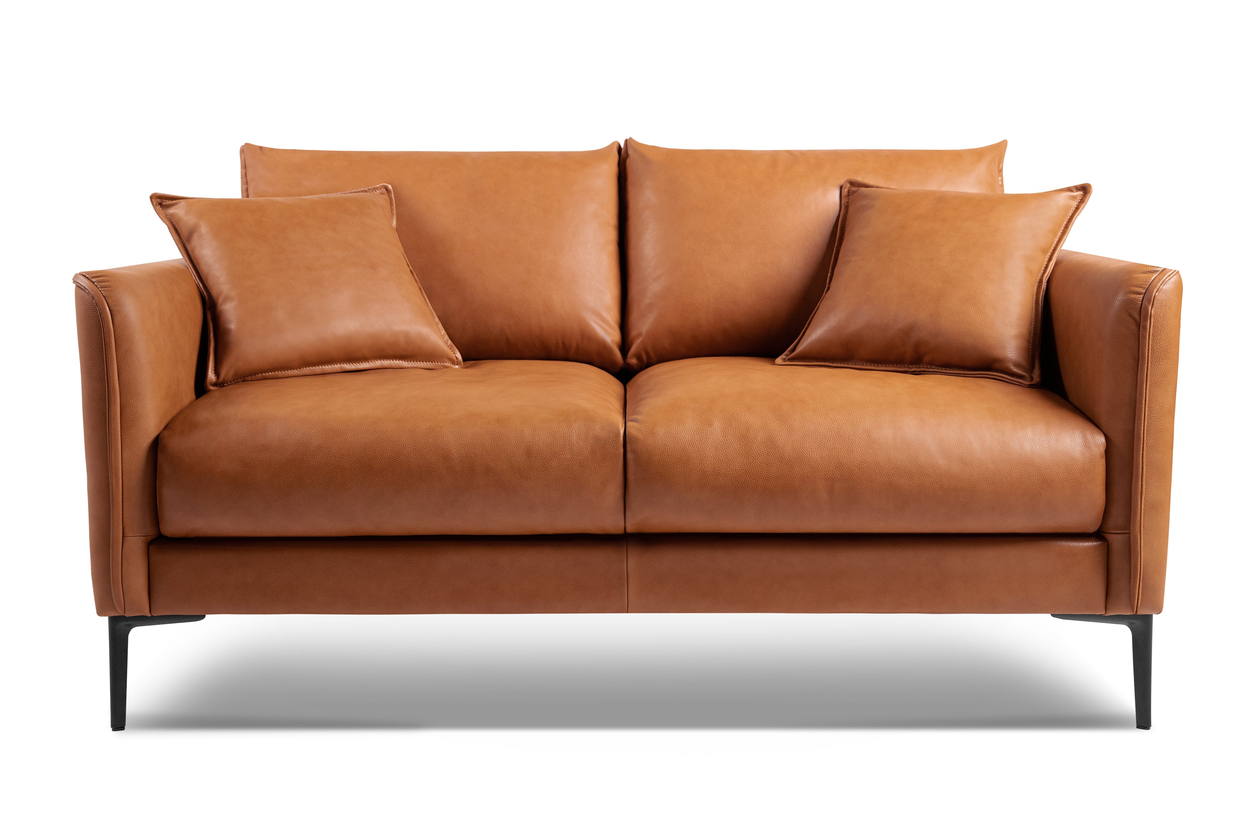 Valencia Jasper Leather Loveseat Sofa, Cognac