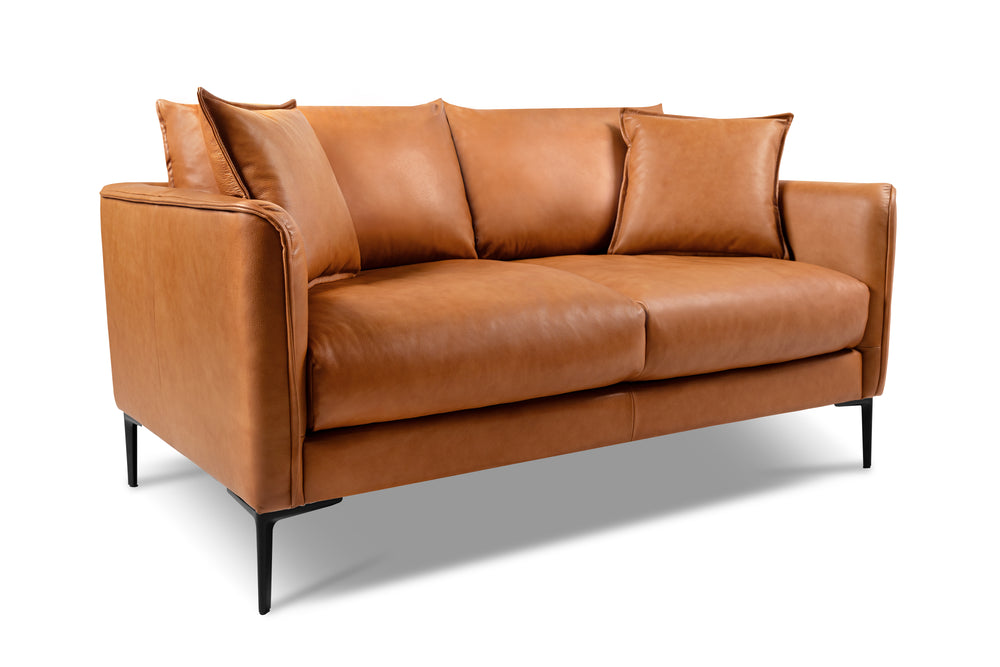 Valencia Jasper Leather Loveseat Sofa, Cognac