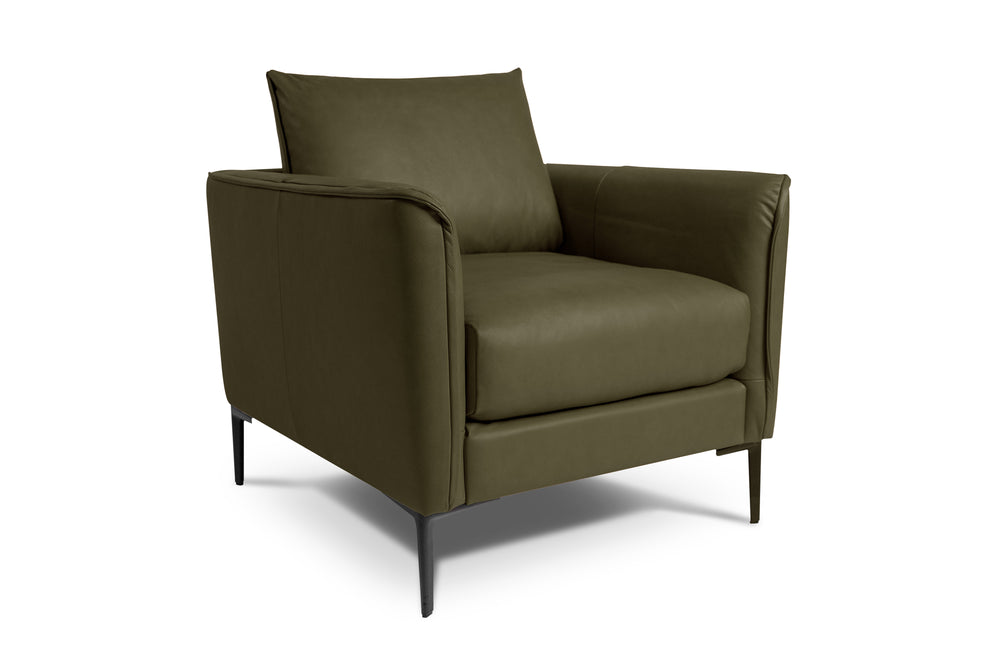 Valencia Jasper Leather Accent Chair, Olive Green