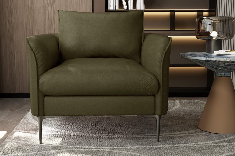 Valencia Jasper Leather Accent Chair, Olive Green