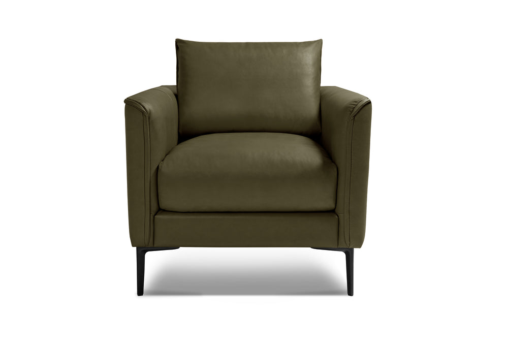 Valencia Jasper Leather Accent Chair, Olive Green