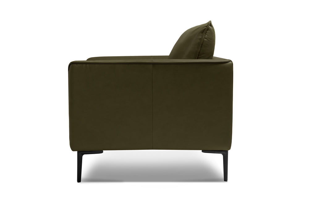 Valencia Jasper Leather Accent Chair, Olive Green