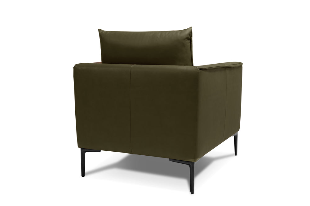 Valencia Jasper Leather Accent Chair, Olive Green