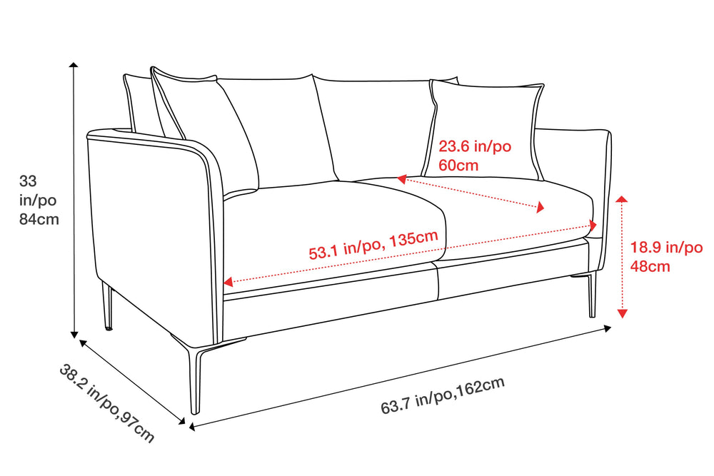 Valencia Jasper Leather Loveseat Sofa, Cognac