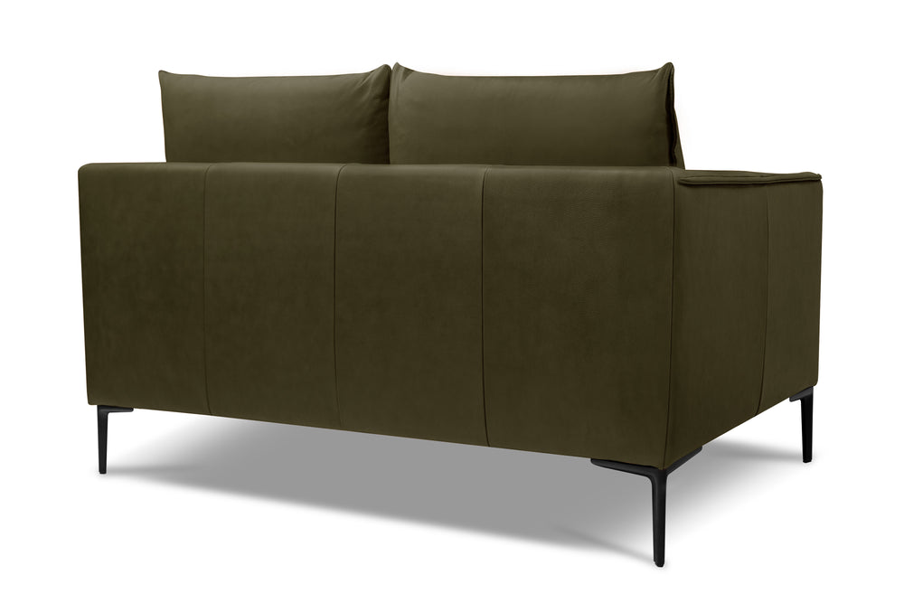 Valencia Jasper Leather Loveseat Sofa, Olive Green