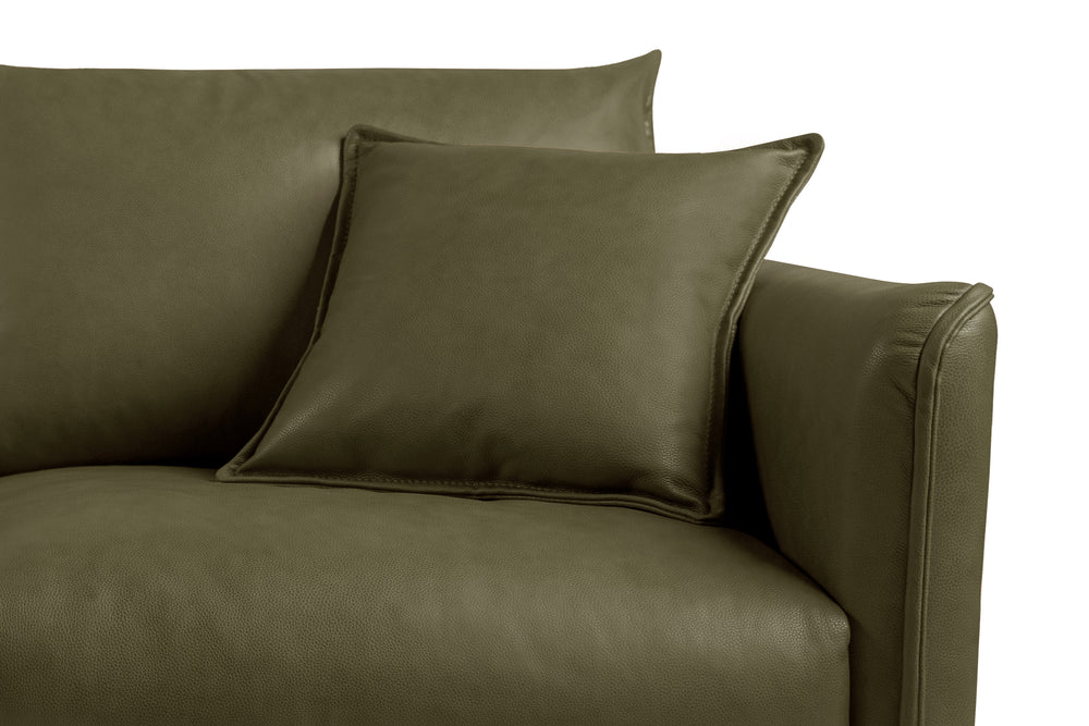 Valencia Jasper Leather Loveseat Sofa, Olive Green