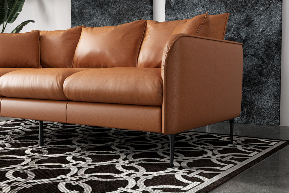 Valencia Jasper Leather Three Seats Sofa, Cognac