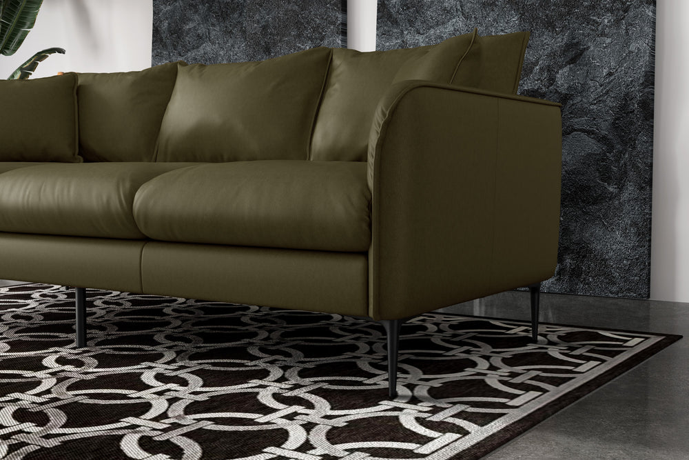 Valencia Jasper Leather Three Seats Sofa, Olive Green