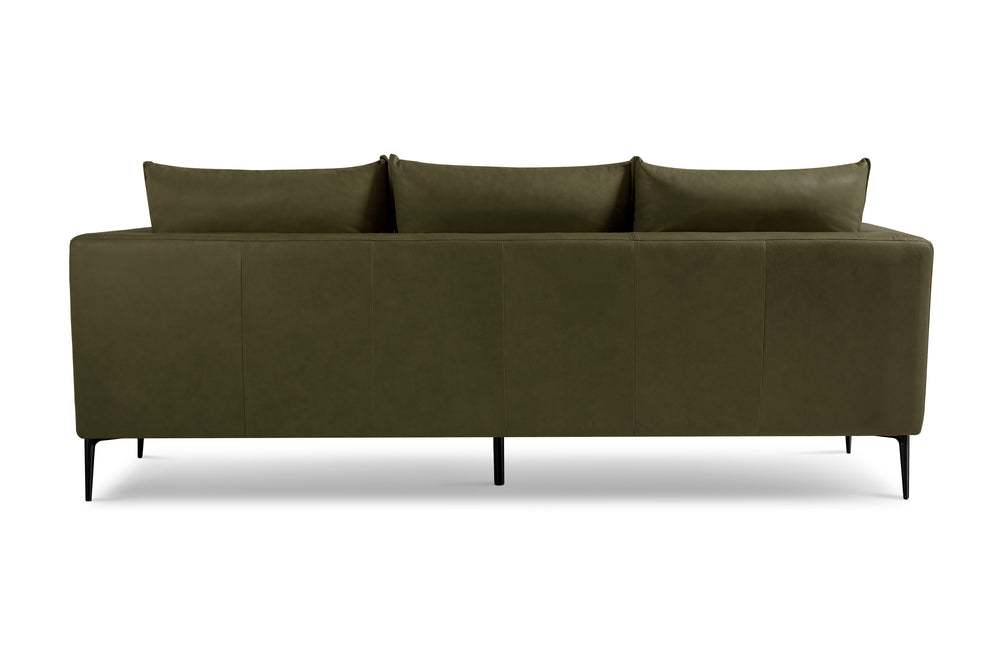 Valencia Jasper Leather Three Seats Sofa, Olive Green