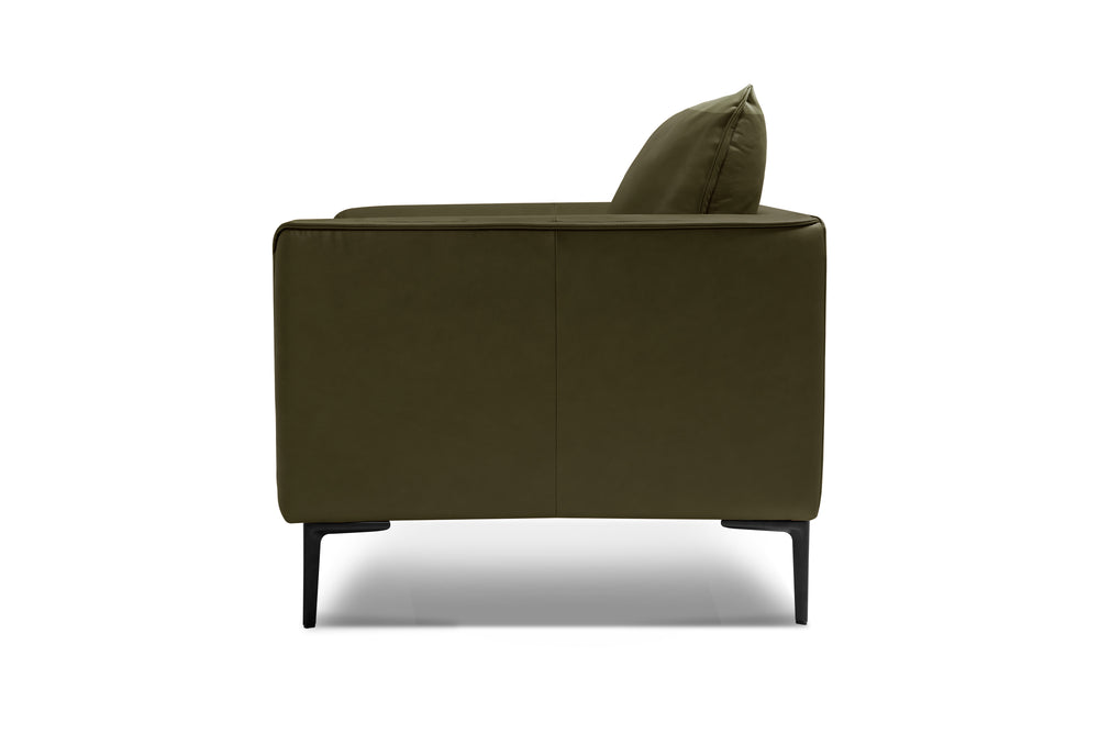 Valencia Jasper Leather Three Seats Sofa, Olive Green