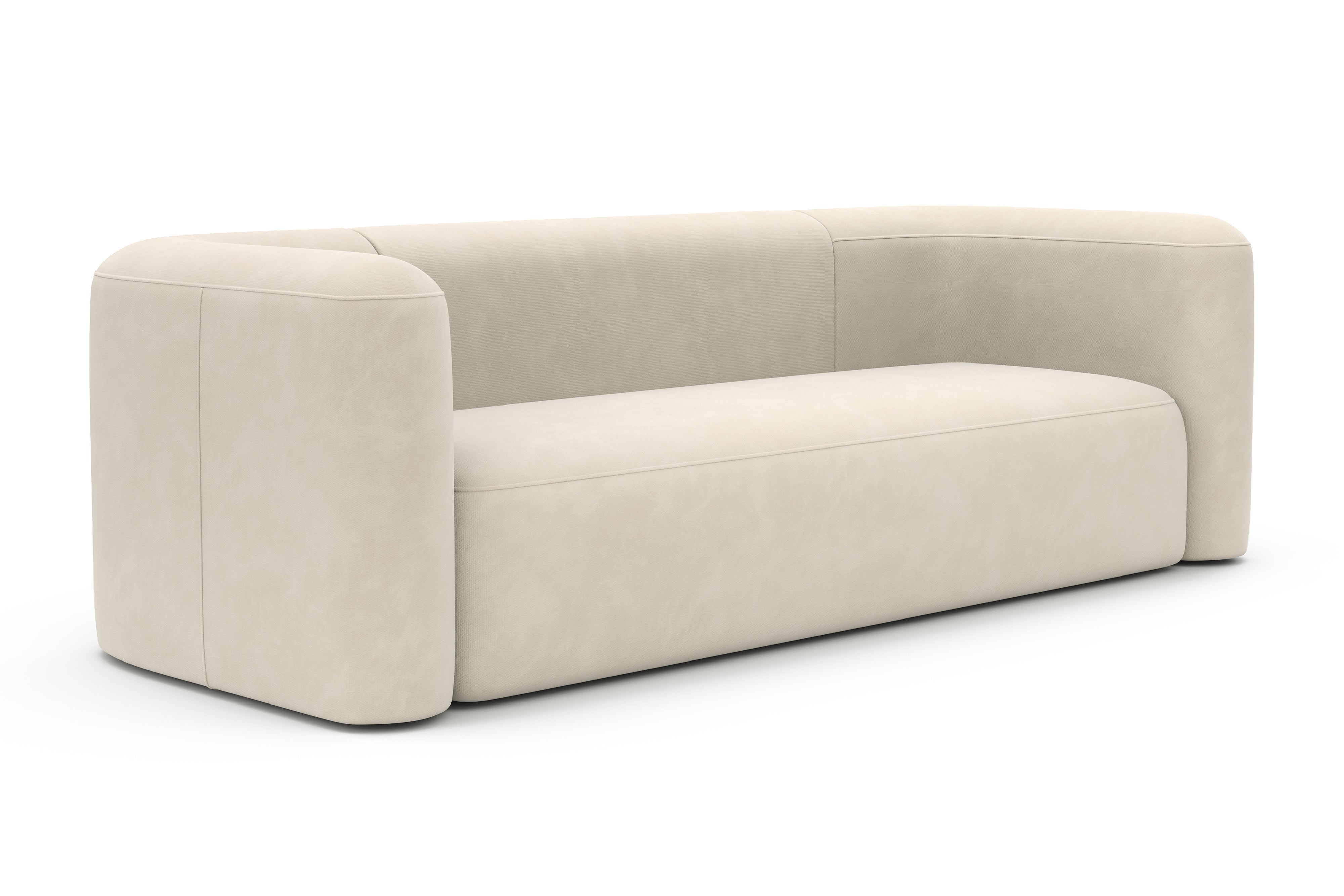 Valencia Jordyn Velvet Fabric Three Seats Sofa, Beige