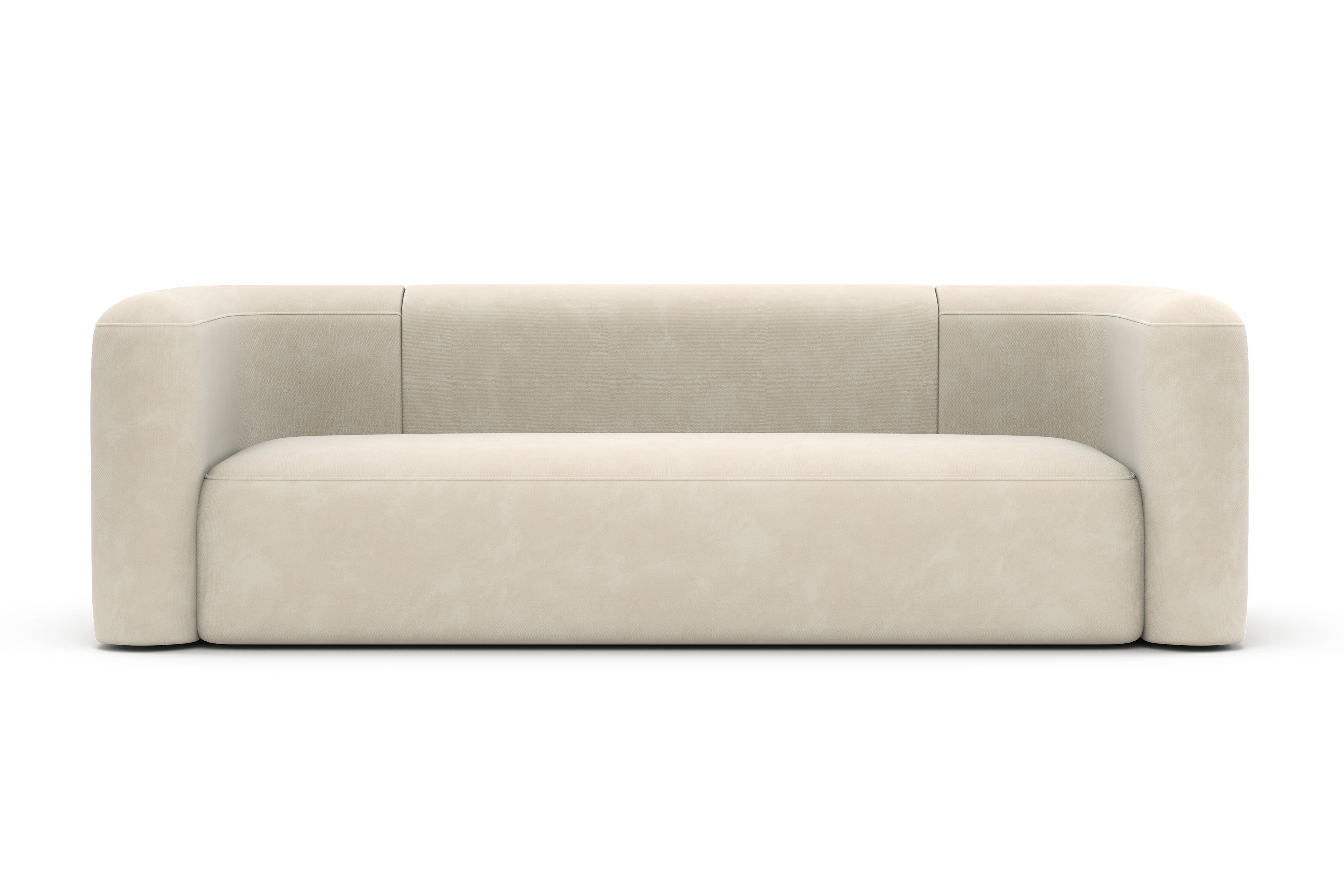 Valencia Jordyn Velvet Fabric Three Seats Sofa, Beige