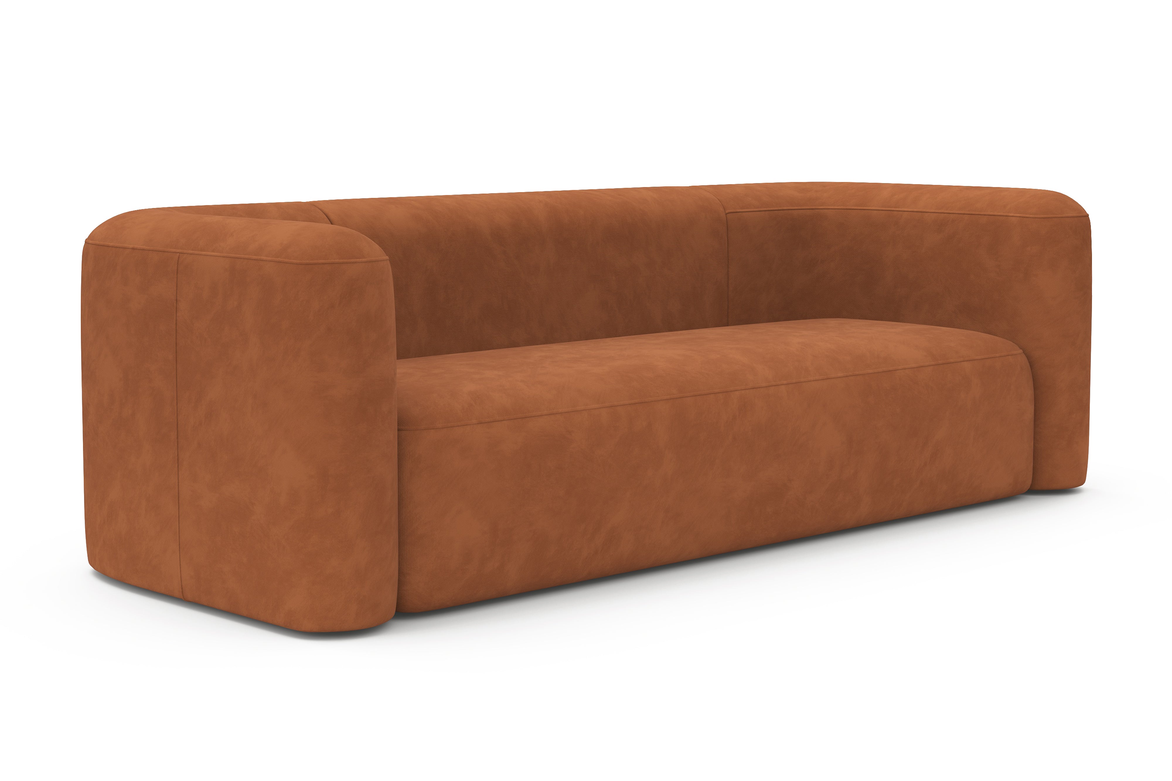 Valencia Jordyn Velvet Fabric Three Seats Sofa, Cognac