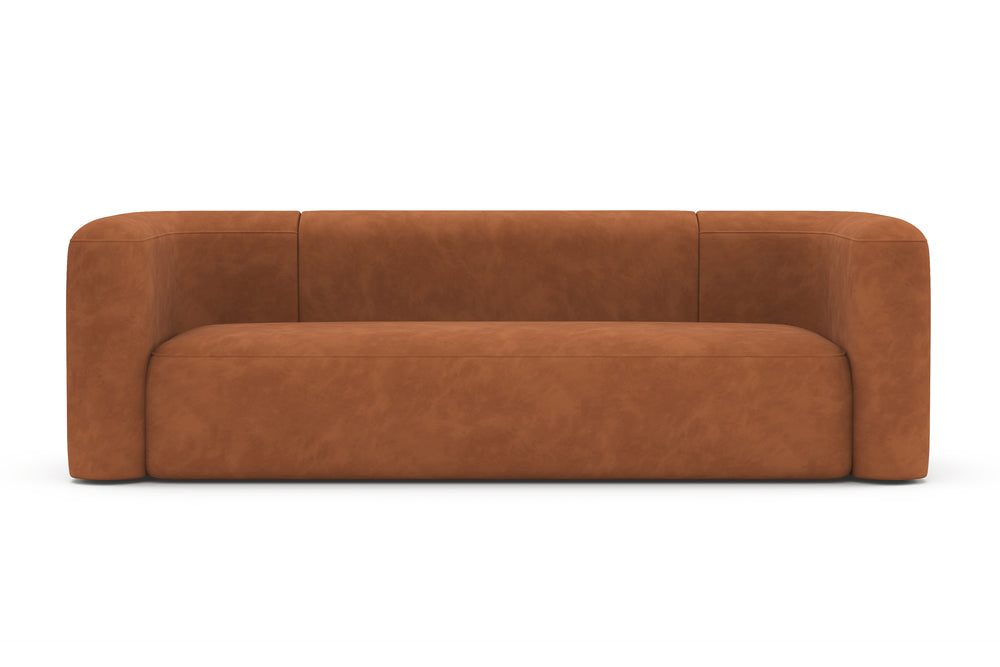Valencia Jordyn Velvet Fabric Three Seats Sofa, Cognac