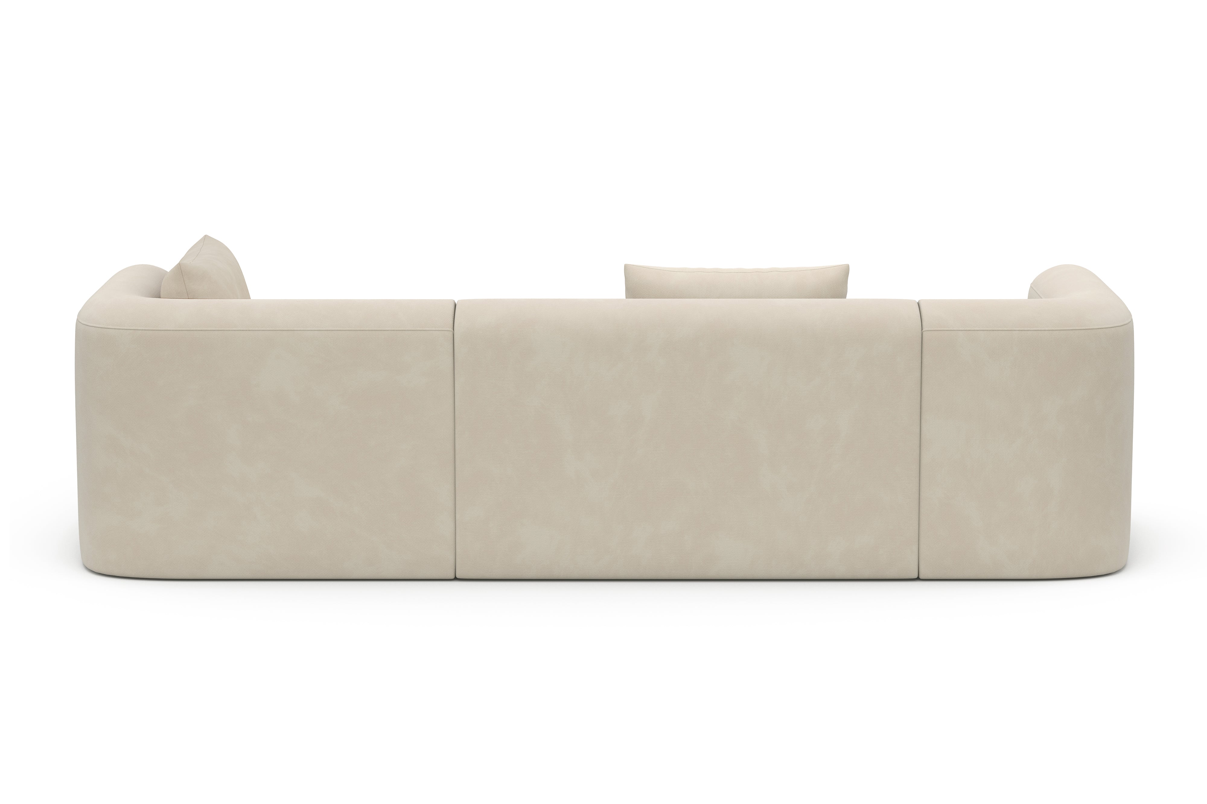 Valencia Jordyn Velvet Fabric Sectional Sofa, Three Seats With Right Chaise, Beige