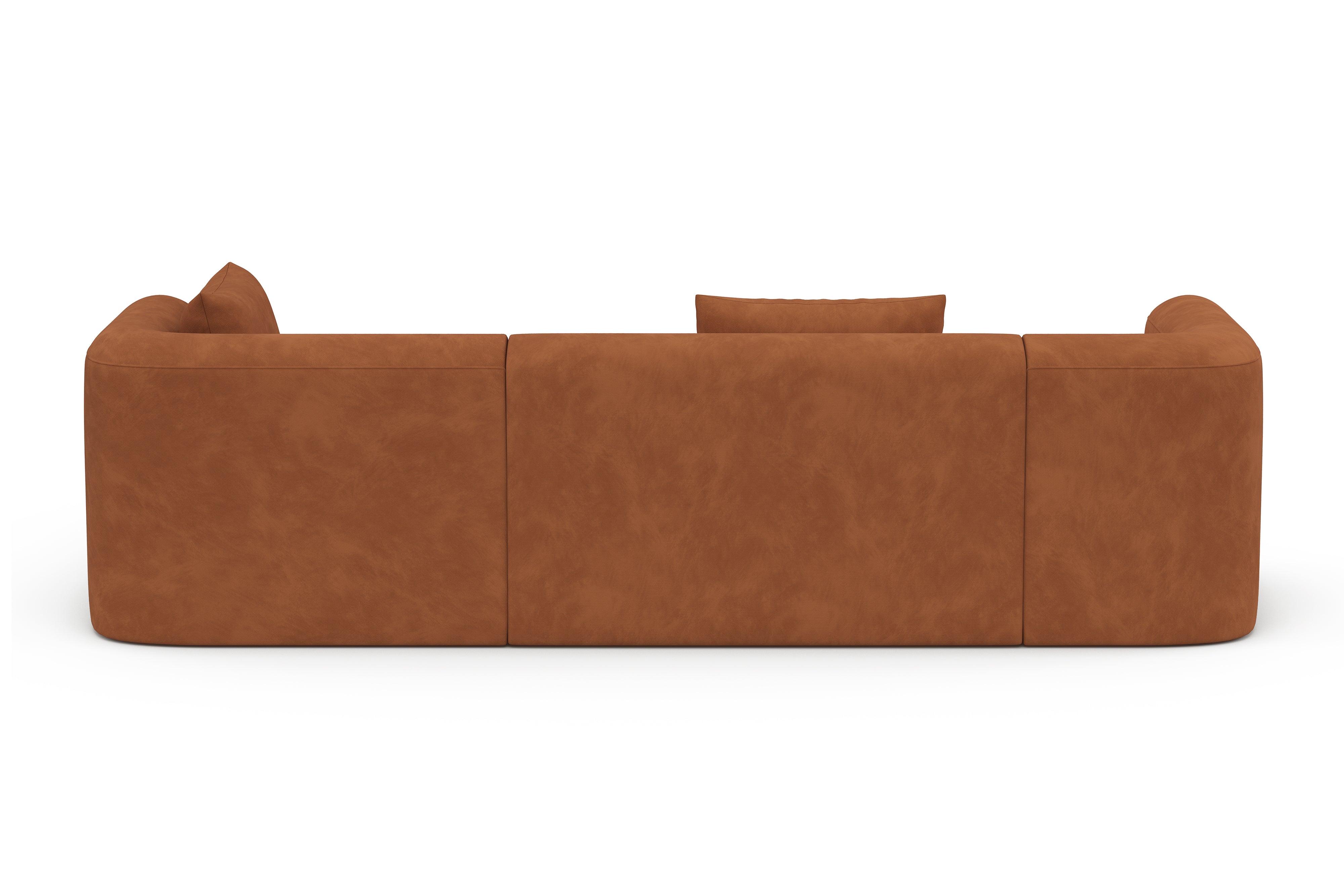 Valencia Jordyn Velvet Fabric Sectional Sofa, Three Seats With Right Chaise, Cognac