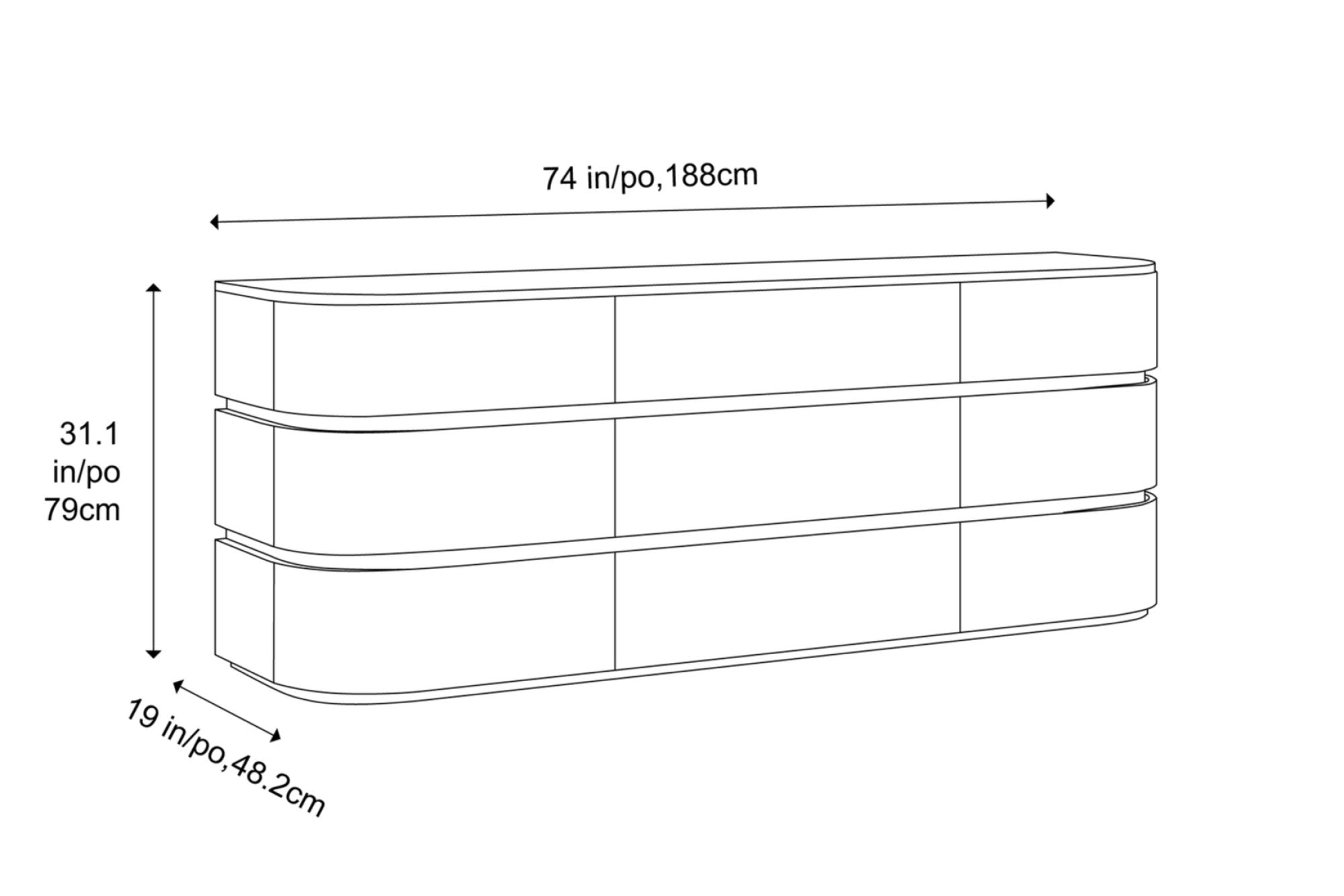 Valencia Kassidy Engineered Walnut Wood 9-Drawer Dresser, Walnut