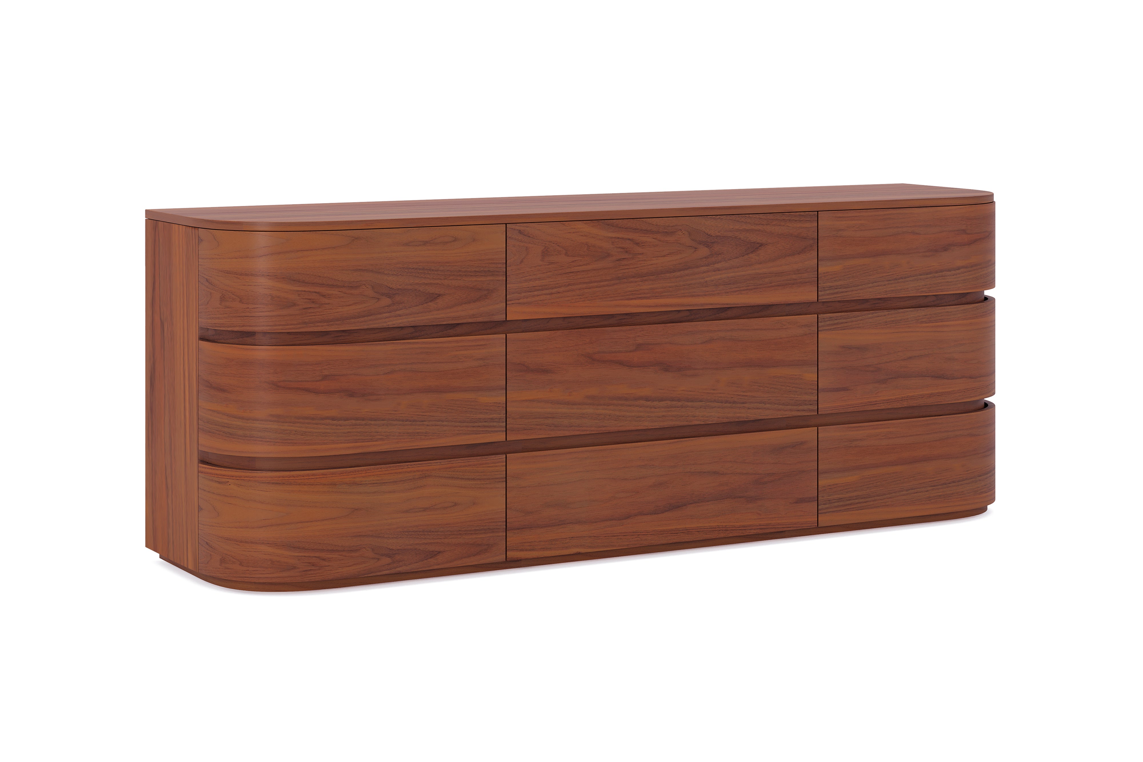 Valencia Kassidy Engineered Walnut Wood 9-Drawer Dresser, Walnut