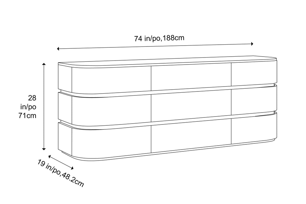 Valencia Kassidy Engineered Walnut Wood 9-Drawer Dresser, Walnut