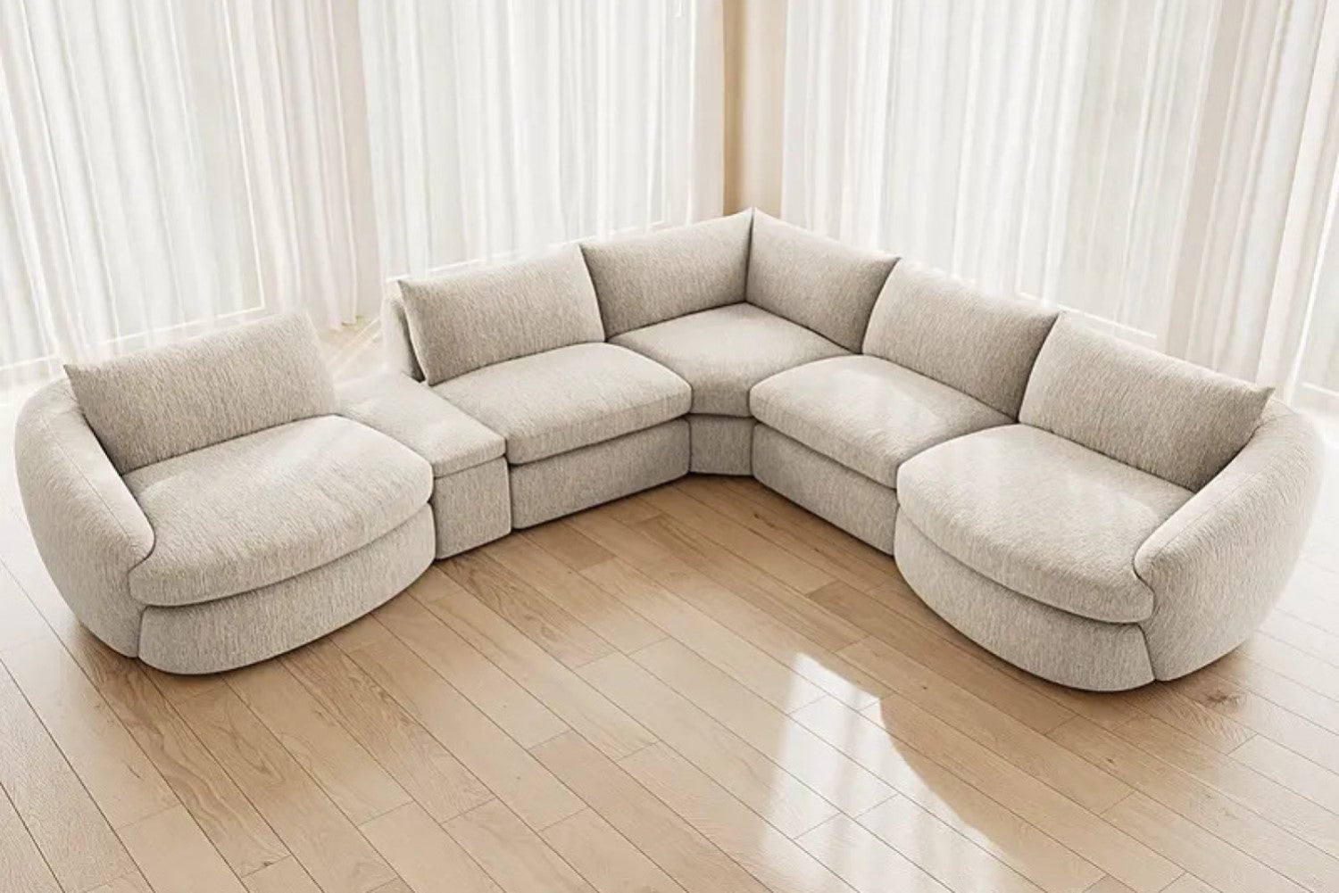 Valencia Kinsley Fabric Modular L-Shape Sofa, Beige