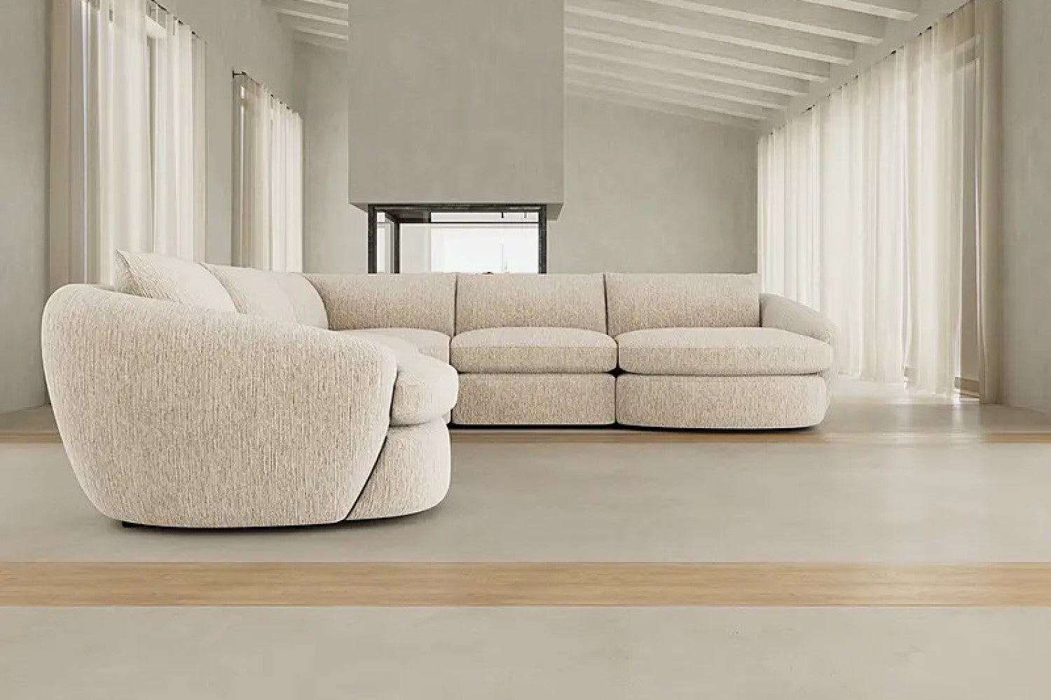 Valencia Kinsley Fabric Modular L-Shape Sofa, Beige