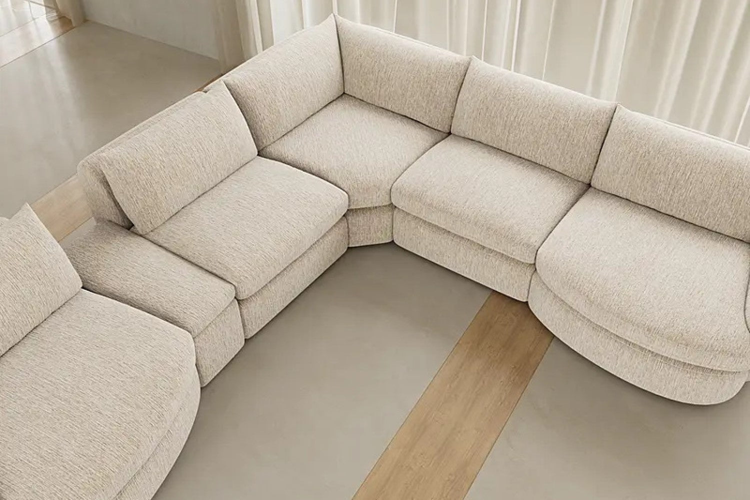 Valencia Kinsley Fabric Modular L-Shape Sofa, Beige