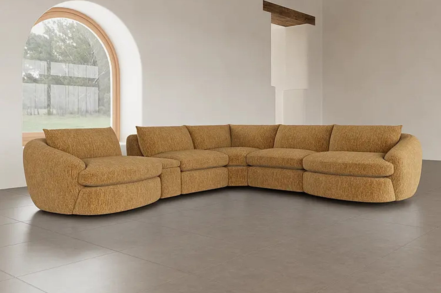 Valencia Kinsley Fabric Modular L-Shape Sofa, Tan