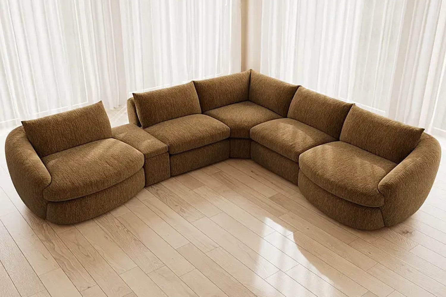 Valencia Kinsley Fabric Modular L-Shape Sofa, Tan