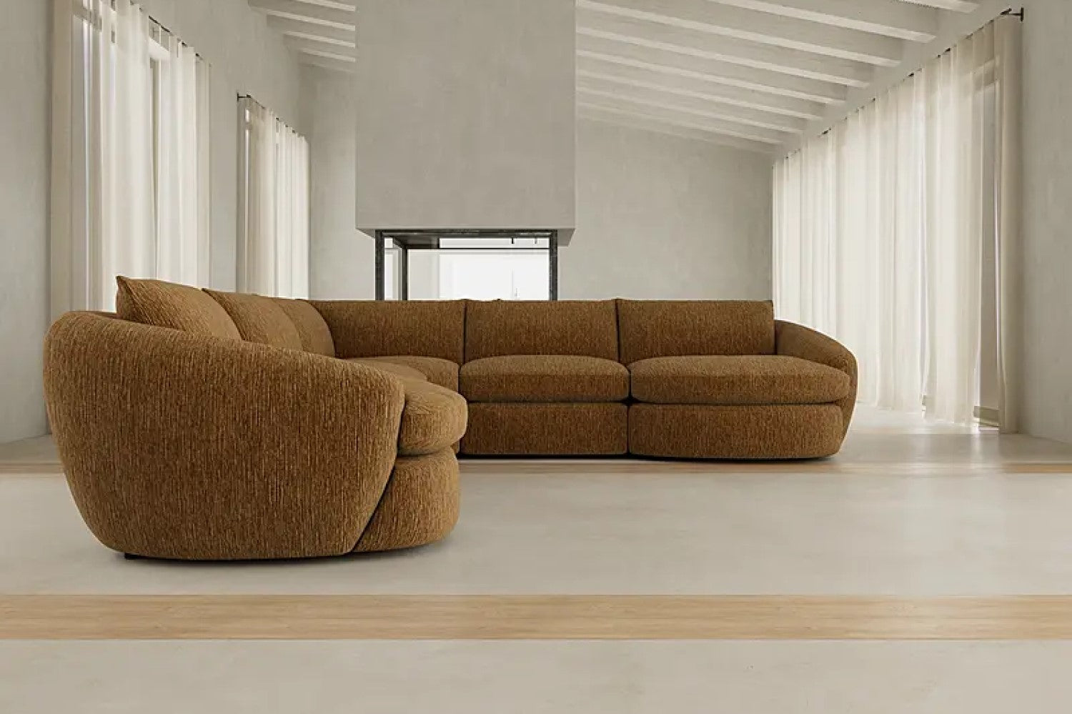 Valencia Kinsley Fabric Modular L-Shape Sofa, Tan