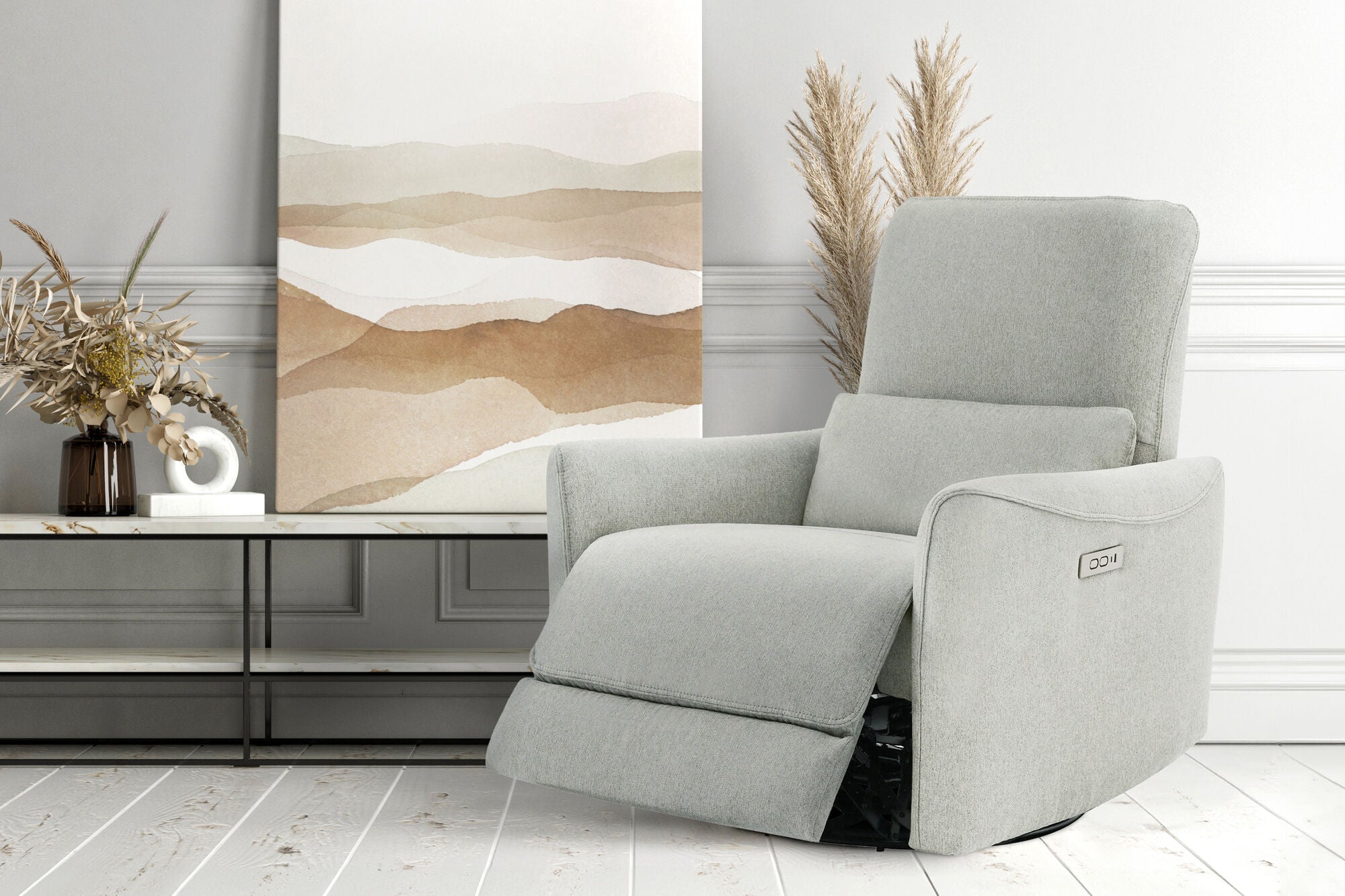 Kirstin Performance Fabric Swivel Recliner Chair