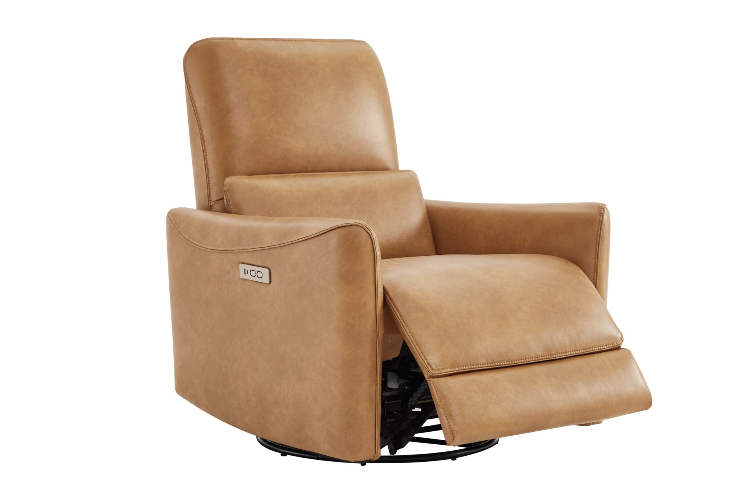 Valencia Kirstin Leather Swivel Glider Nursery Reclining Sofa Chair, Brown