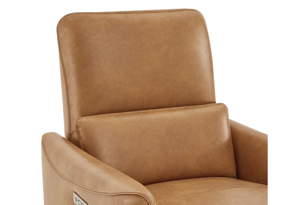 Valencia Kirstin Leather Power Recliner Chair Swivel Glider Nursery Reclining Sofa Chair, Brown