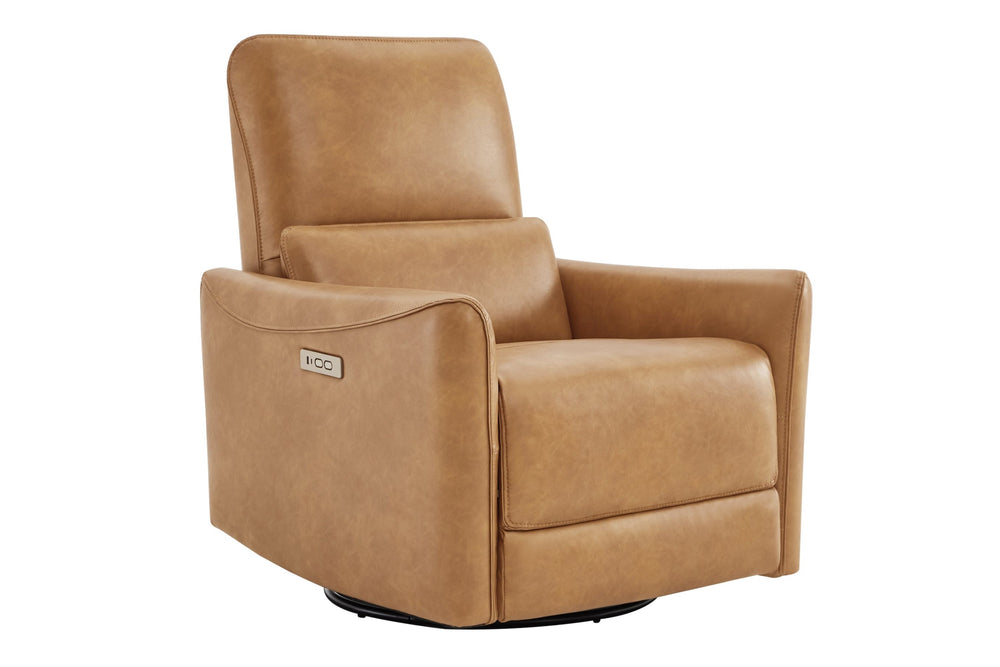 Valencia Kirstin Leather Power Recliner Chair Swivel Glider Nursery Reclining Sofa Chair, Brown