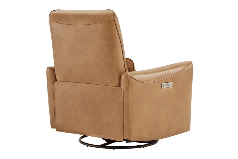 Valencia Kirstin Leather Power Recliner Chair Swivel Glider Nursery Reclining Sofa Chair, Brown