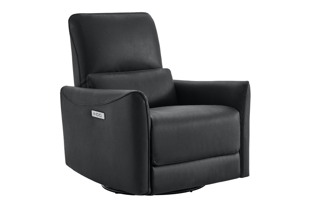 Power Recliner Chair Swivel Glider Nappa Leather Living Room Reclining Sofa Chair with Lumbar Support, Black