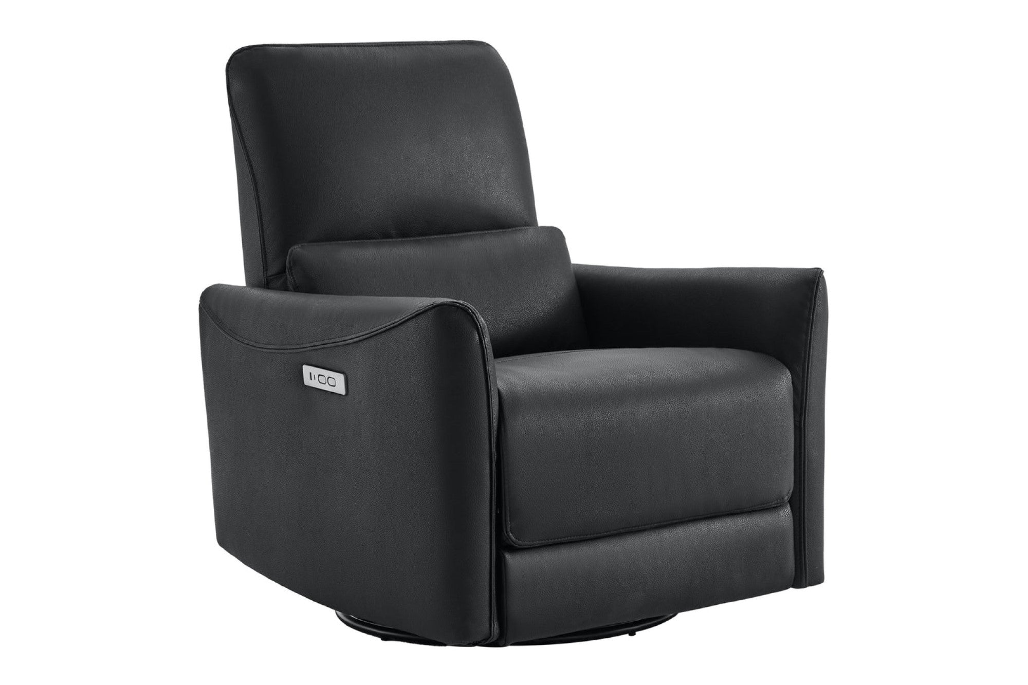 Power Recliner Chair Swivel Glider Nappa Leather Living Room Reclining Sofa Chair with Lumbar Support, Black