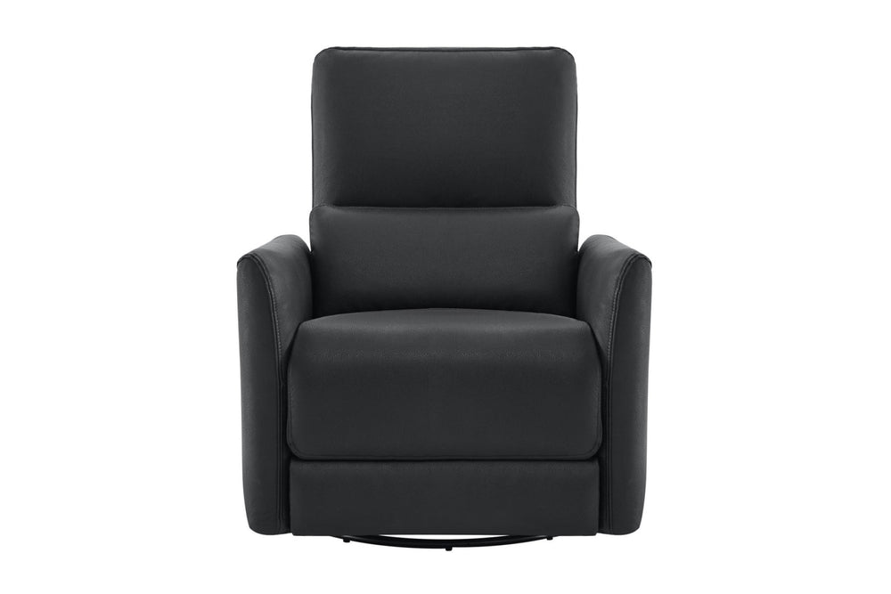 Power Recliner Chair Swivel Glider Nappa Leather Living Room Reclining Sofa Chair with Lumbar Support, Black