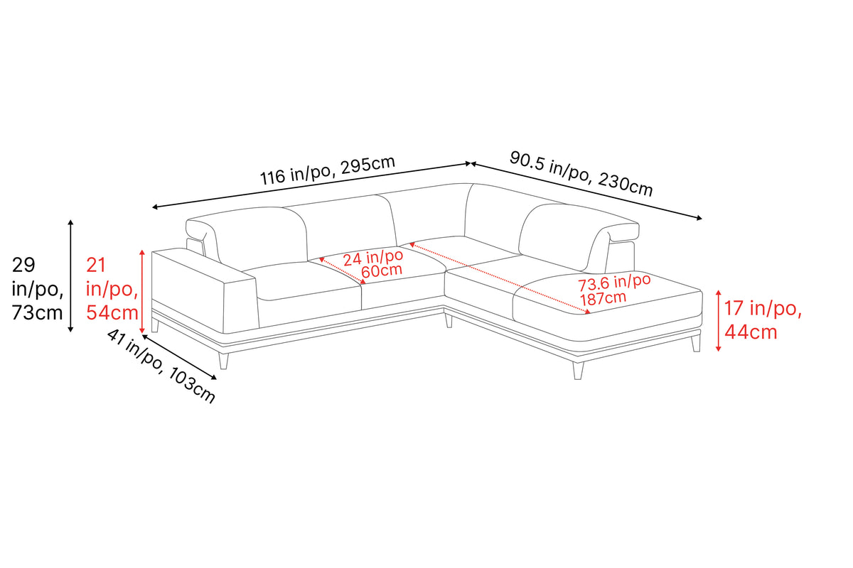 Valletta Top Grain Full Leather L-Shape Sofa with Right Chaise in Light ...