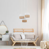 LINOBIANCO Natural Woven Pendant Ceiling Light Fixture for Kitchen Island, Dining Room & Living Room (3-Light)
