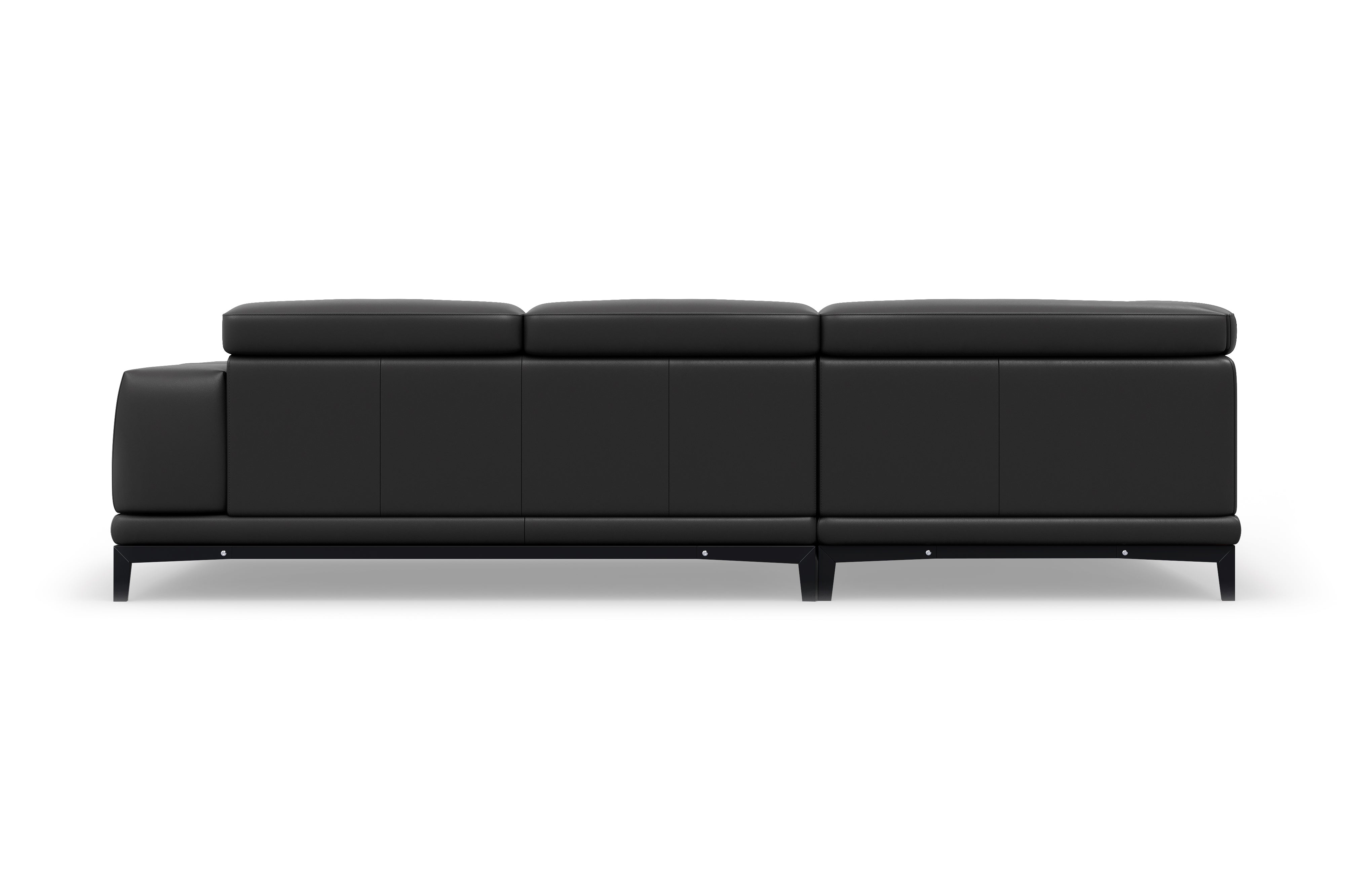 Valencia Valletta Top Grain Leather L-Shape with Left Chaise Sofa, Black