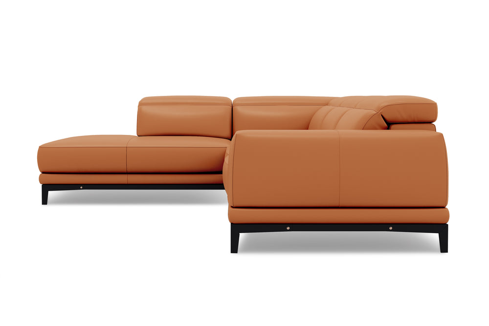 Valencia Valletta Top Grain Leather Sectional L-Shape with Left Chaise Sofa, Cognac
