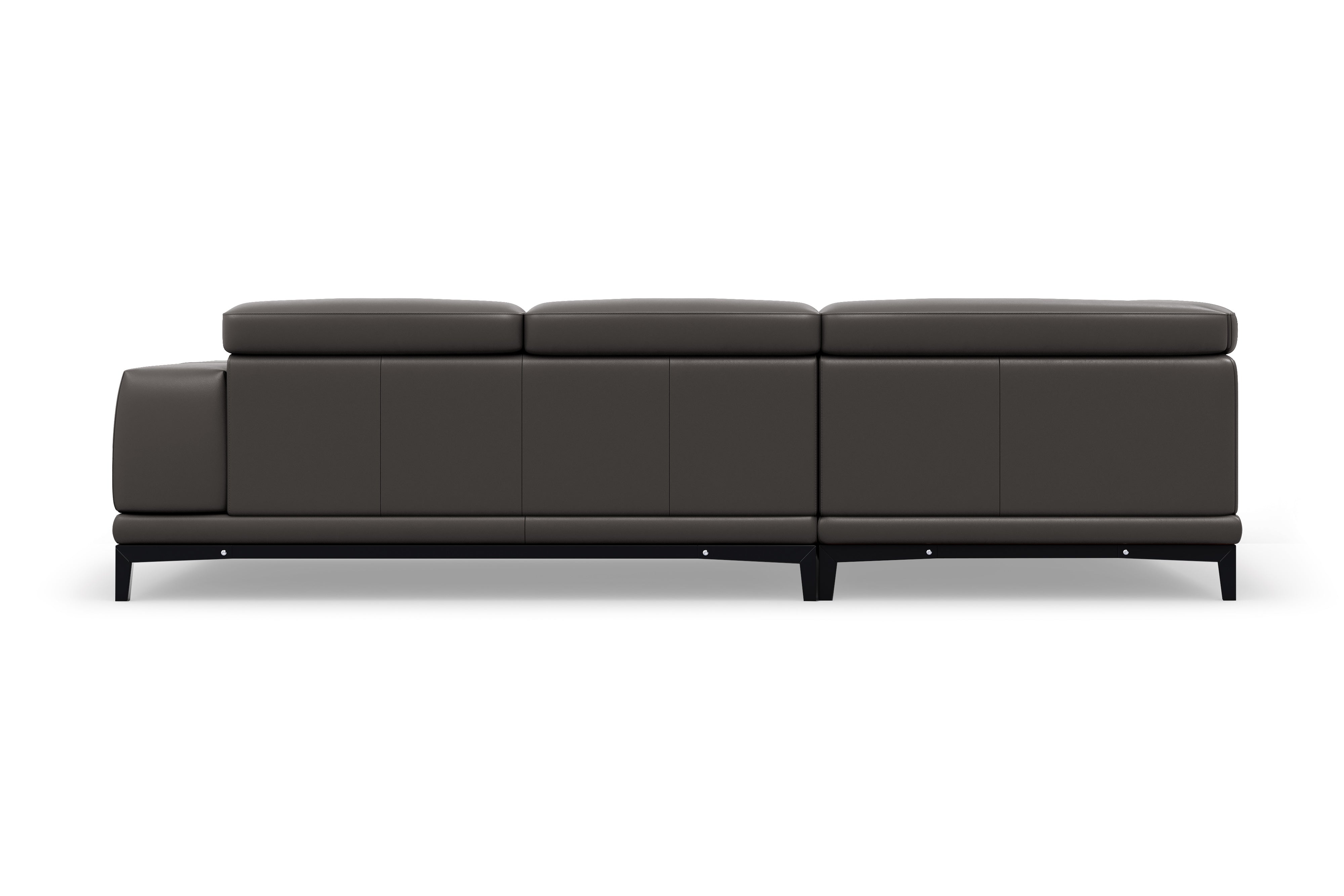 Valencia Valletta Top Grain Leather Sectional L-Shape with Left Chaise Sofa, Dark Grey