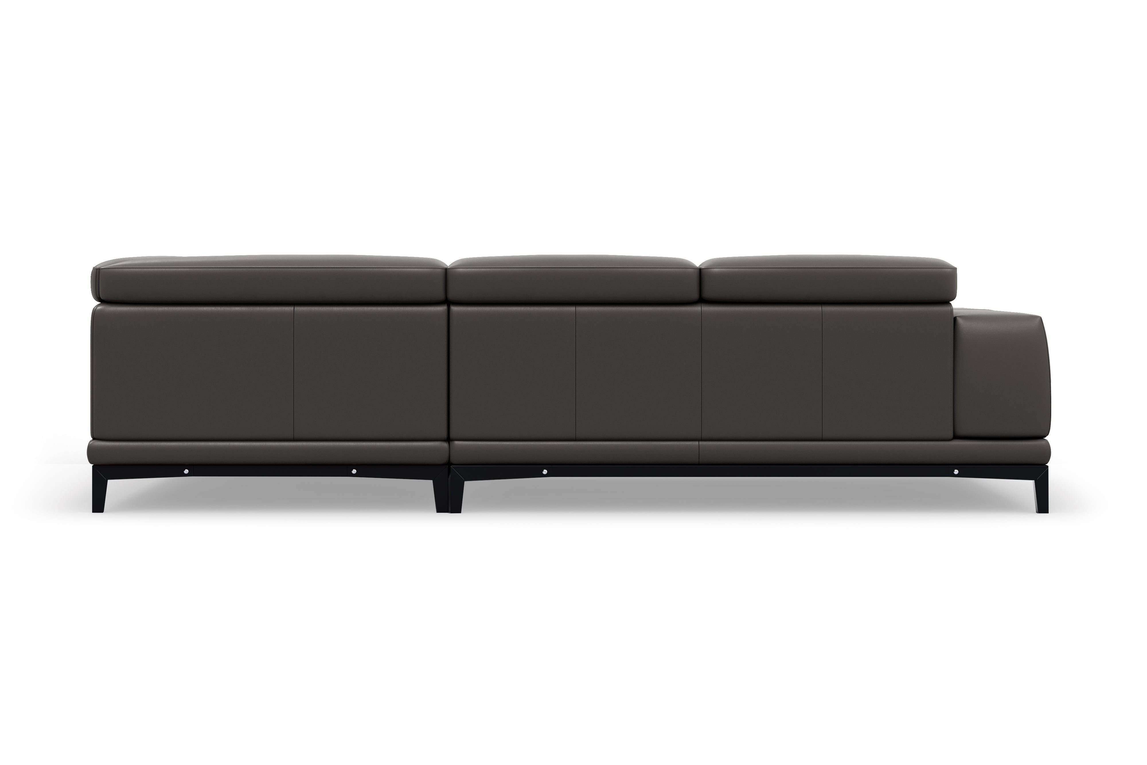 Valencia Valletta Top Grain Leather Sectional L-Shape with Right Chaise Sofa, Dark Grey