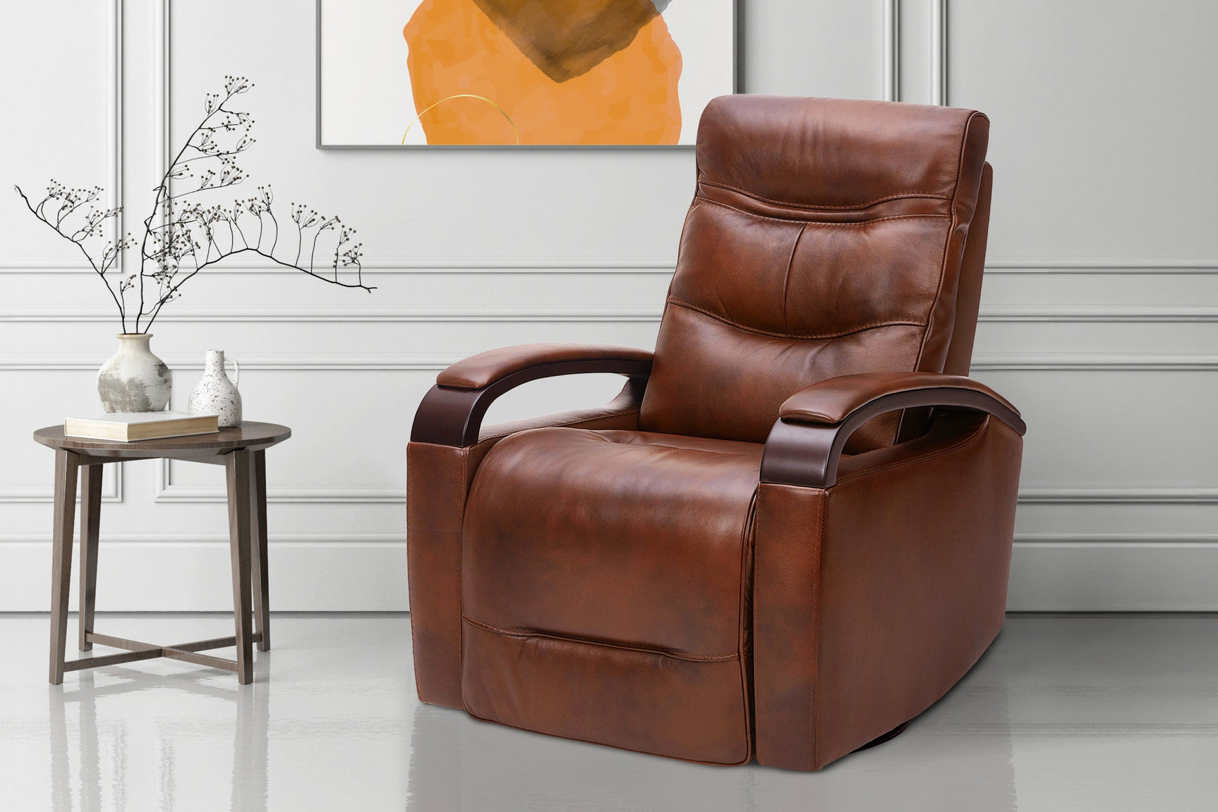 Laisha Leather Swivel Recliner Chair