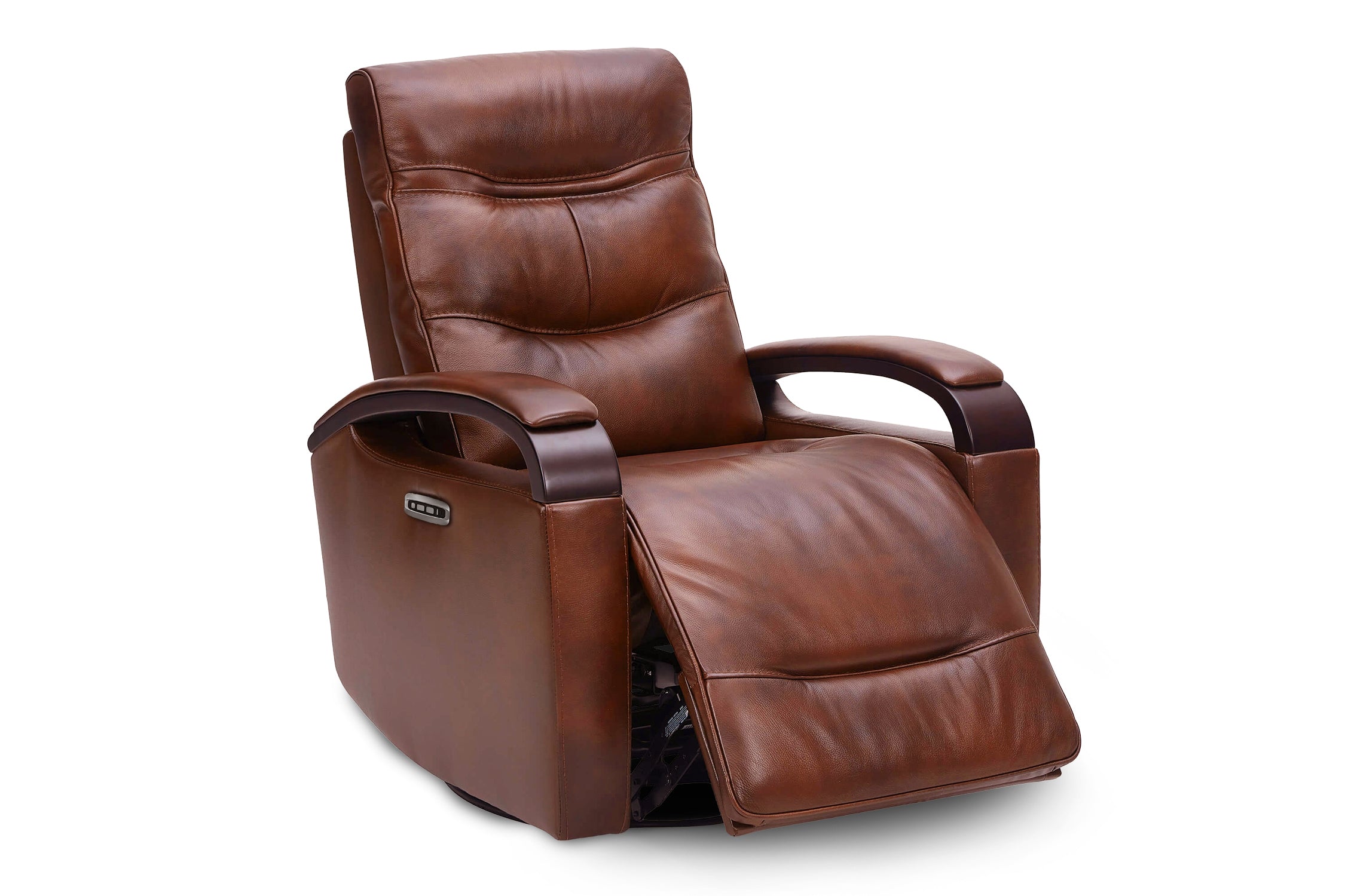 Valencia Laisha Top Grain Leather Power Swivel Glider Recliner Chair, Dark Brown